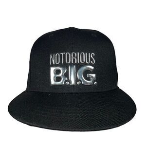 Rock Off The Notorious B.I.G. Biggie Smalls Snapback Hat Black /‎ Silver OS